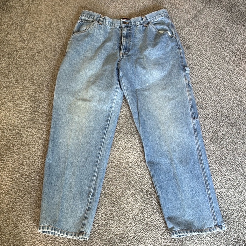 Wolverine Classic Blue Denim Carpenter Work Jeans. W/Hammer Loop. Size 36X32.